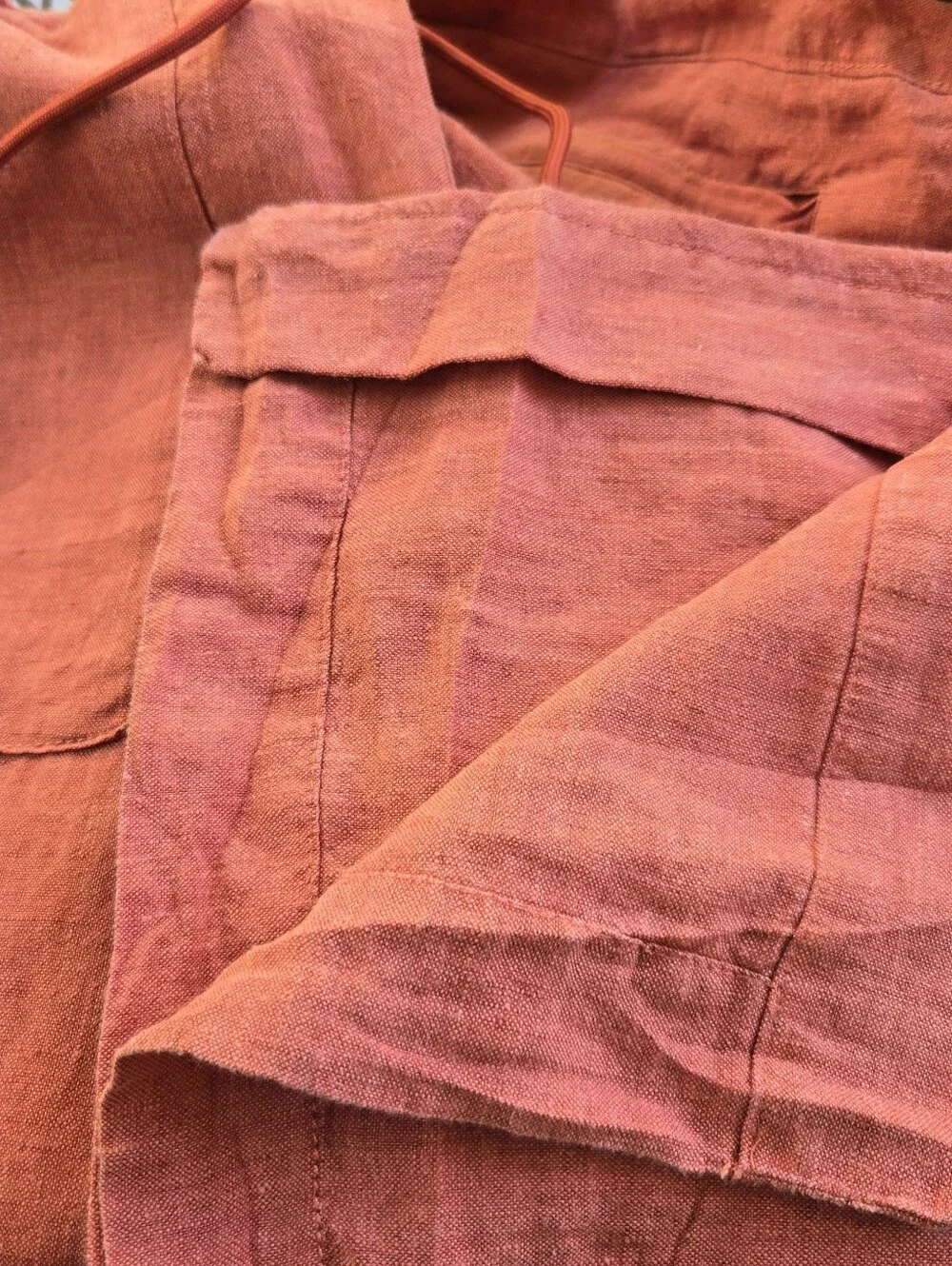 Athleta Retreat Women's Drawstring Linen Jogger Pants - Rust Wide Leg - Picture 12 of 14